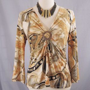Creative Design Works Abstract Print Knit Top, Lg